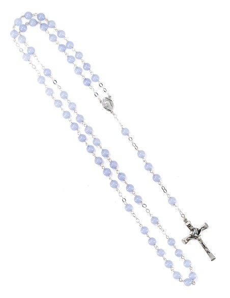 Sterling Silver Blue Lace Agate Rosary