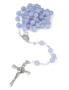 Sterling Silver Blue Lace Agate Rosary