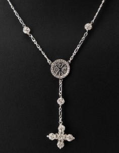Sterling Silver Crystal Rosary Necklace