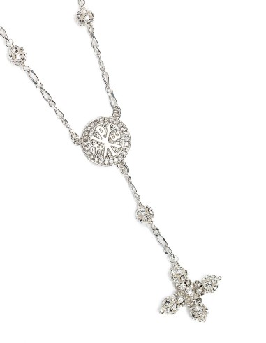 Sterling Silver Crystal Rosary Necklace