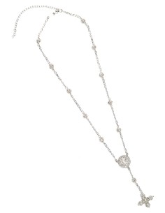 Sterling Silver Crystal Rosary Necklace 2