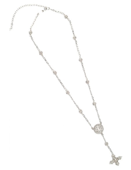 Sterling Silver Crystal Rosary Necklace