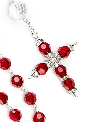 Large Red Clear Crystal Rosary
