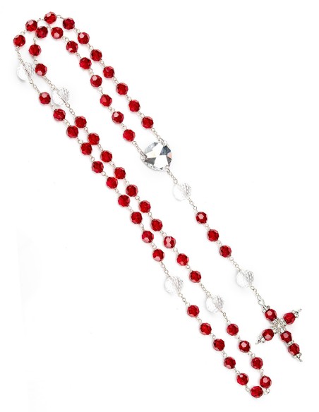 Large Red Clear Crystal Rosary