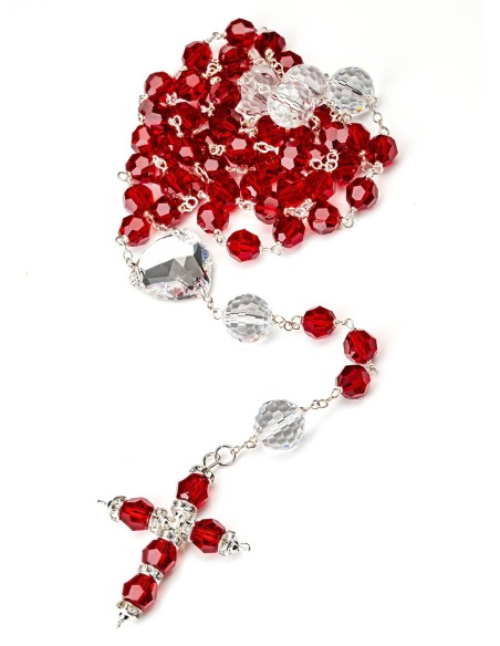 Large Red Clear Crystal Rosary