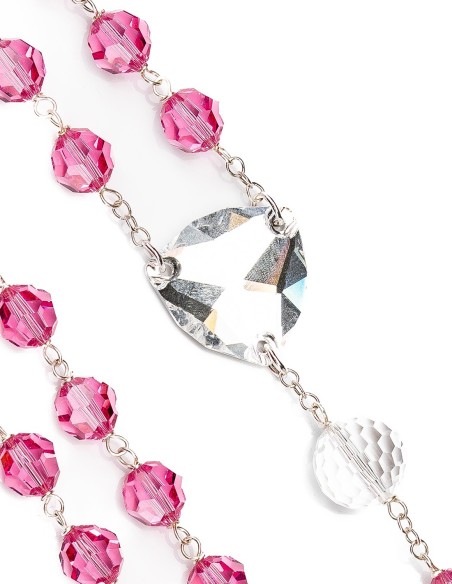 Large Pink Clear Crystal Rosary