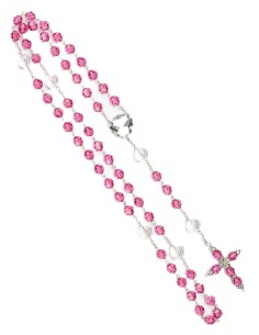 Large Pink Clear Crystal Rosary 2