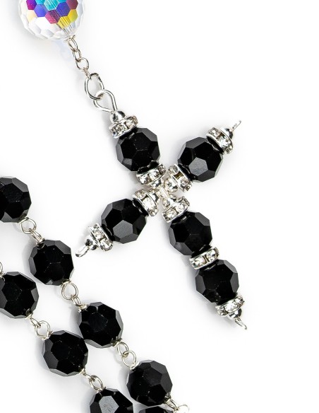 Large Black Clear Crystal Rosary
