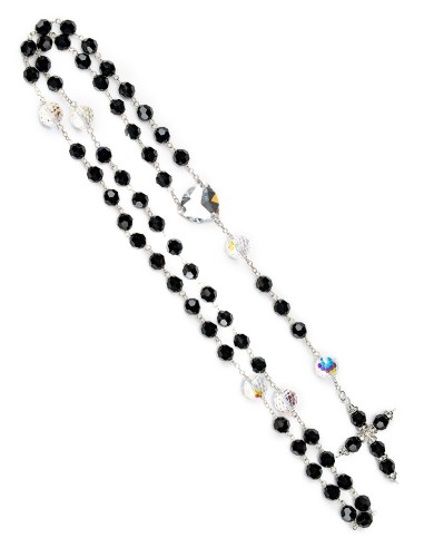 Large Black Clear Crystal Rosary