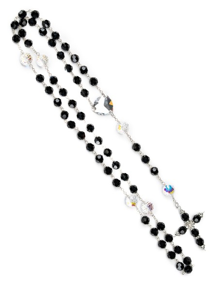 Large Black Clear Crystal Rosary