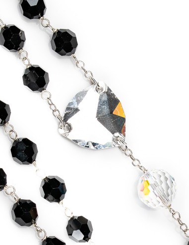 Large Black Clear Crystal Rosary