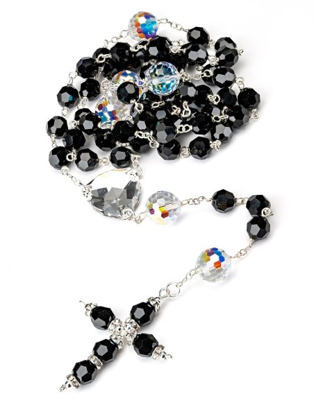 Large Black Clear Crystal Rosary