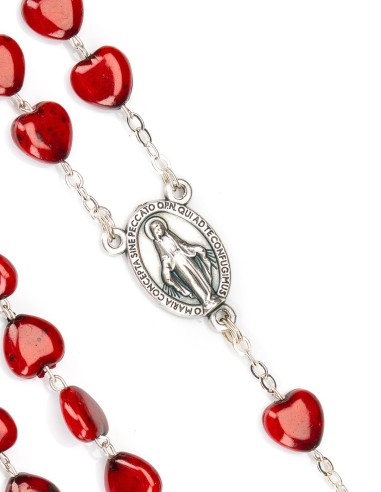 Red Glass Heart Rosary