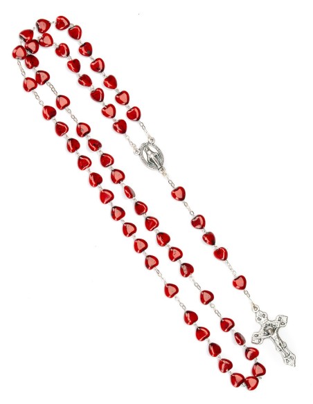 Red Glass Heart Rosary