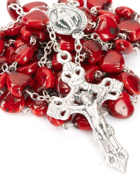 Red Glass Heart Rosary