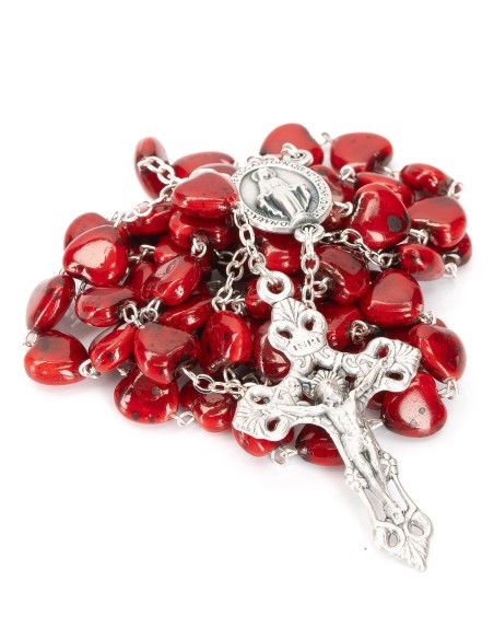 Red Glass Heart Rosary