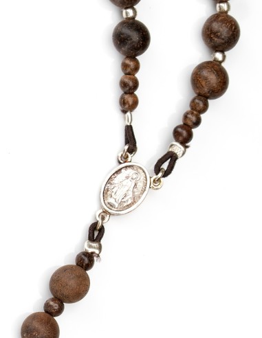 Sterling Silver Wooden Elastic Rosary