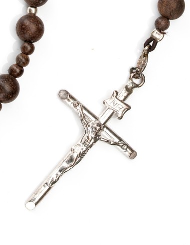 Sterling Silver Wooden Elastic Rosary
