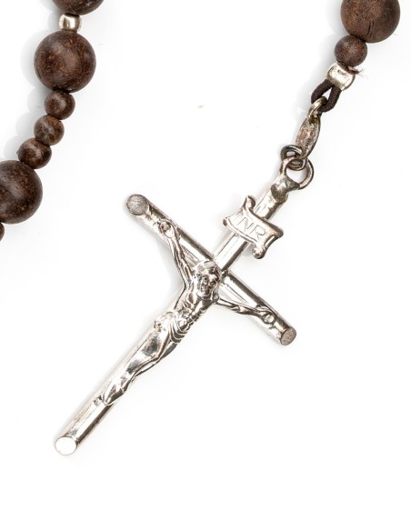 Sterling Silver Wooden Elastic Rosary