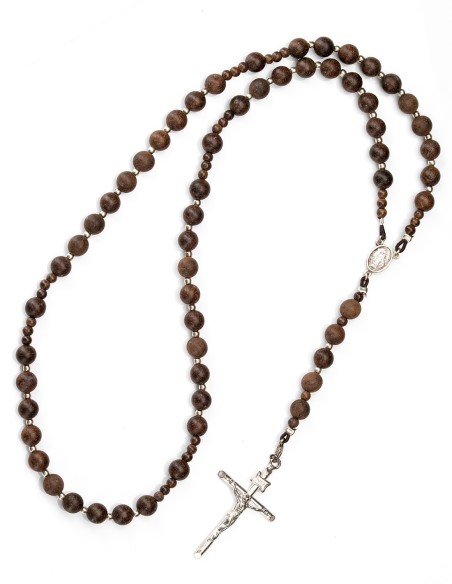 Sterling Silver Wooden Elastic Rosary