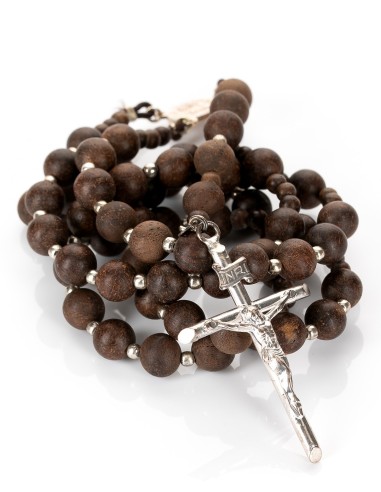 Sterling Silver Wooden Elastic Rosary