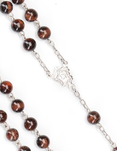 Sterling Silver Red Tiger's Eye Rosary