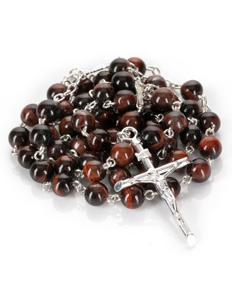 Sterling Silver Red Tiger's Eye Rosary