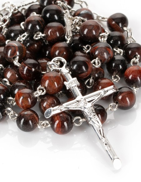 Sterling Silver Red Tiger's Eye Rosary