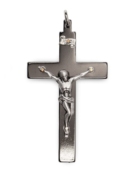 Black Chrome Steel Crucifix Pendant