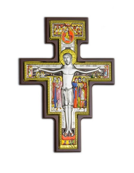 Handpainted Crucifix Bilaminate Sterling Silver 0826 Handpainted Crucifix Bilaminate Sterling Silver 0826