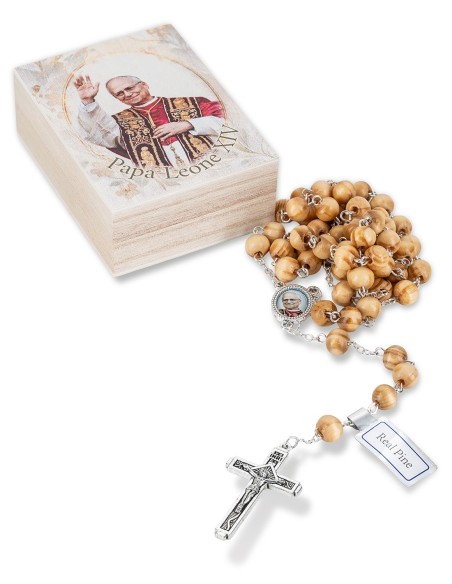 Pope Leo XIV Wooden Rosary Box Set