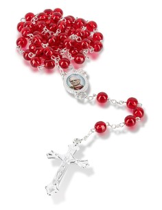 Pope Leo XIV Red Glass Rosary