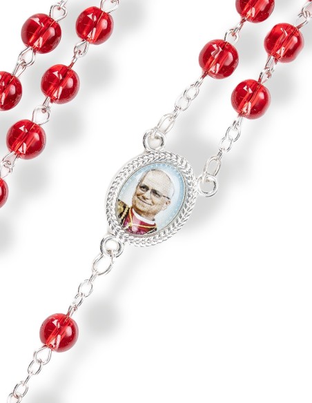 Pope Leo XIV Red Glass Rosary