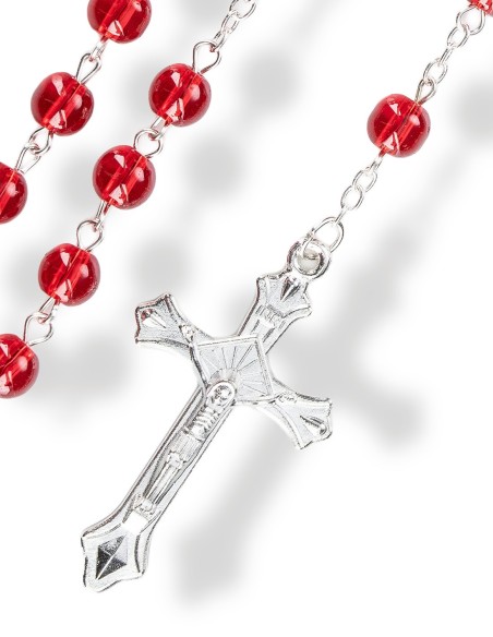 Pope Leo XIV Red Glass Rosary