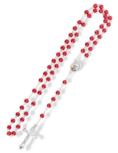 Pope Leo XIV Red Glass Rosary