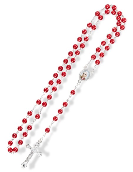 Pope Leo XIV Red Glass Rosary