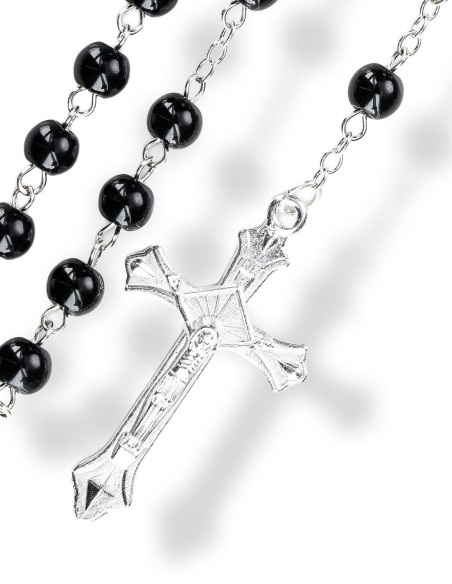 Pope Leo XIV Black Glass Rosary