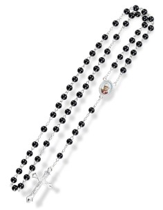 Pope Leo XIV Black Glass Rosary 2