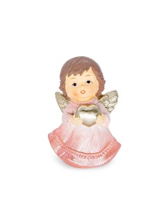 Pink Angel Silver Heart Figurine