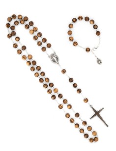 Variegated Wooden Beads Rosary Bracelet Set 2