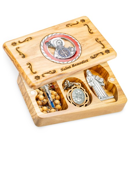 Olive Wood Rosary St. Benedict Collection  4-Piece Box Set