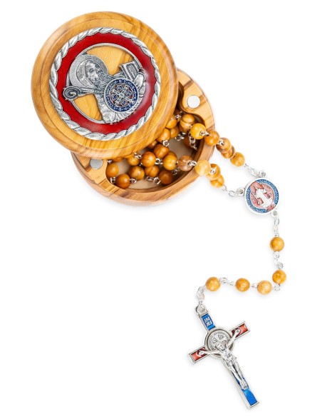 Olive Wood Rosary St. Benedict Collection 2-Piece Box Set