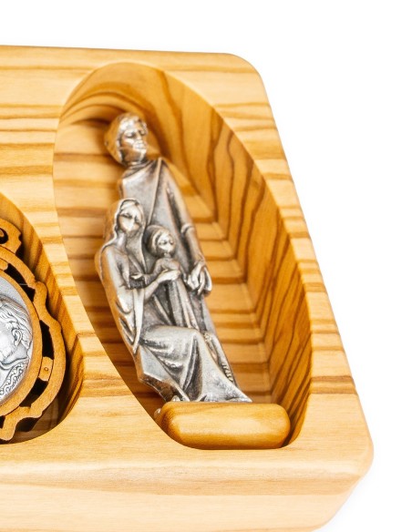 Olive Wood Rosary Holy Family 4-Piece Box Set