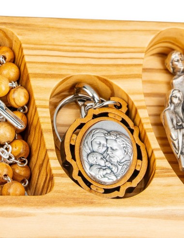Olive Wood Rosary Holy Family 4-Piece Box Set
