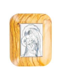 Sterling Silver Virgin Mary Child Jesus Plaque Olive Wood Rosary Box