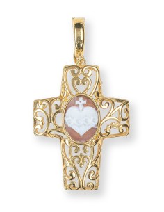 Gold Plated Cross Cameo Pendant