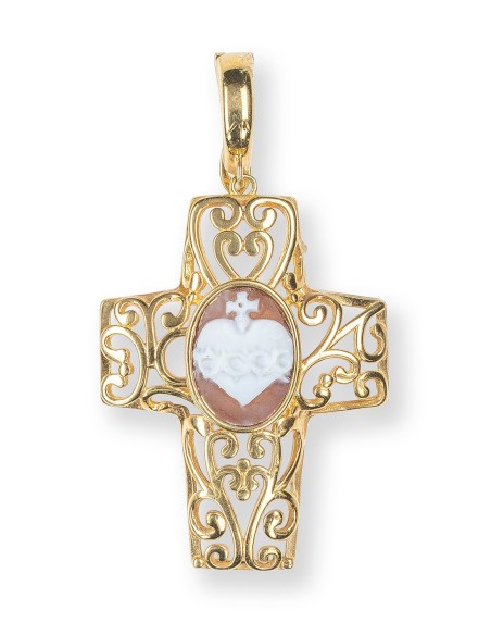 Gold Plated Cross Cameo Pendant