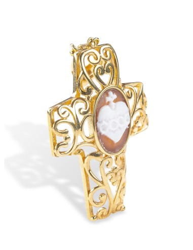 Gold Plated Cross Cameo Pendant