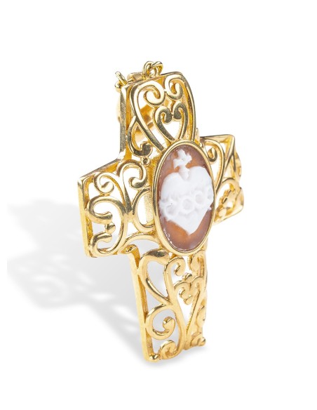 Gold Plated Cross Cameo Pendant