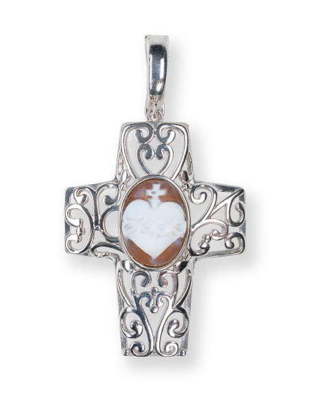 Sterling Silver Cross Cameo Pendant